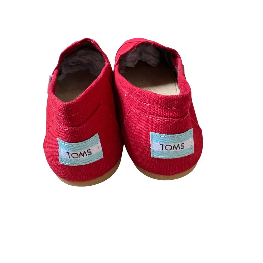 TOMS Womens Alpargata Red Canvas Slip On Loafers Shoes Size 9.5 NWT